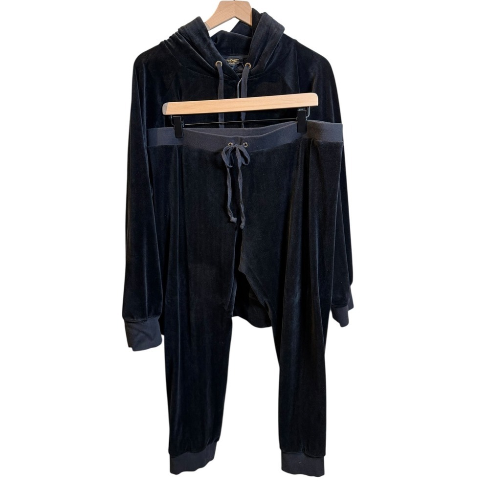JUICY COUTURE Black Label Velour Pullover Set Large Top | XL Pants Gold Grommets